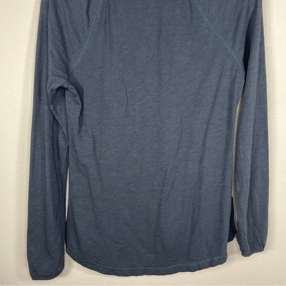 SMALL EDDIE BAUER DARK BLUE COTTON FABRIC TOP CASUAL OUTDOOR  RUFFLE ACCENT - Picture 7 of 9